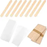 BESTYASH 200Pcs Wax Strips and Wooden Wax Sticks for Body and Facial Hair Removal Non Woven Waxing Strips for Sensitive Skin for Home and Salon Use