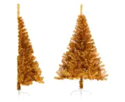 vidaXL Artificial Half Christmas Tree with Stand Gold 150 cm PET