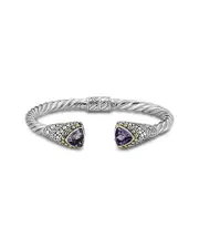 Samuel B. 18K & Silver 5.60 ct. tw. Amethyst Cable Bangle Bracelet