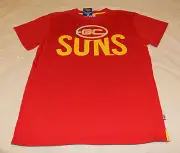 Gold Coast Suns Logo AFL Mens Red Printed Short Sleeve T Shirt Size XXL New