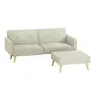 Artiss Sofa Bed Ottoman Lounge Couch Tufted Recliner 3 Seater Fabric Beige Scott
