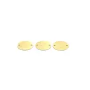 Flat Round Disc with 2 holes, Comes in two colors: Gold Finish, Silver Plated |