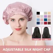 Women's Pure Mulberry Silk Sleep Hair Hat Care Satin Sleeping Bonnet Night Cap