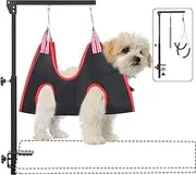KELIXU Dog Grooming Arm with Clamps, Pet Grooming Table Arm with Hammock Harness &Two No Sit Haunch Holder, Adjustable Pet Grooming Supplies for Small/Medium Pets, Black