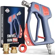 McKillans® Swivel Gun PRO - Short Pressure Washer Gun with Swivel - Innovative Nozzle Holder - High Pressure Washer Handle - 3/8" Male Plug & 1/4” Quick Connect Coupler - Car Wash Power Water Gun