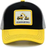 [Wodeal] Boys Excavator Trucker Hat, Toddler Snapback Mesh Baseball Caps for Kids Ages 2-6