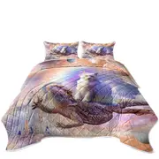 Cool White Cat Riding a Dragon Lizard in Space Coverlet
