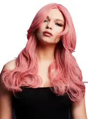 Nicole Womens Ash Pink Deluxe Curly Fashion Wig