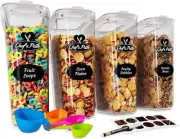 Chefs Path Style Food Storage Set 4L (4) BPA-Free w/ Spoons Labels Marker
