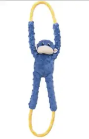 ZIPPY PAWS - Ropetugz, Squeaky and Plush Rope Tug Toy MONKEY, BLUE