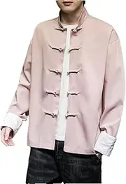 [Fulbant] Men Chinese Traditional Dress Ice Silk Tang Suit Spring Summer Long Sleeve Shirt Retro Casual Tai Chi Coat