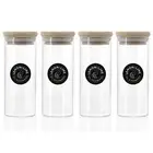 4x Lemon & Lime 175ml Camden Clear Airtight Glass Jar Storage Container w/ Lid