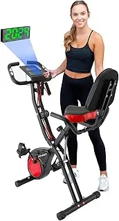 [YYFITT] 3-IN-1 Exercise Bike with Luminous Digits Display | Folding Stationary Bikes for Home Seniors | Compact Workout Bike with Fully Support Backrest - Wider Seat - 16 Level Magnetic Resistance