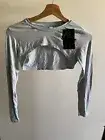 Womens Light Blue Cropped Over Layer Long Sleeve Top Size S