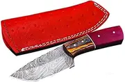 Handmade Damascus Skinner Knife with Micarta handle Handmade Best Damascus Steel Blade Skinning Knife- Fixed Blade Hunting Knife With Leather Sheath