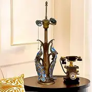 Peacock Table Lamp Accessories Resin Desk Light Base Replacement, Only Vintage Lampholder, for 16 Inch Tiffany Style Stained Glass Lampshade KeYJ