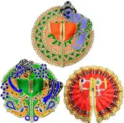 Laddu Gopal Dress (Set of 3) for Krishna Idol Assorted Color Size - 1 No KU