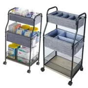 3-Tier Baby Diaper Caddy Organizer and Storage Cart with 4+2 Dividers, Mobile