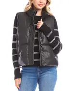 Karen Kane Faux Leather Quilted Puffer Vest