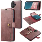 DG.Ming iPhone 16+ Plus Detachable Classic Folio Case Cover Apple 2024 [Red]