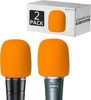 Geekria for Creators Foam Windscreen Compatible with Shure MV7, SM58LC, BETA 57A, BETA 58A, PGA48-QTR Microphone Antipop Windshield, Mic Wind Cover, Sponge Foam Filter (Orange / 2 Pack)