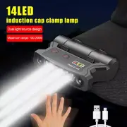 LED Sensor Headlamp Cap Clip Light USB Rechargeable Hat Headlight Fishing Lamp