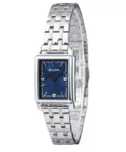 Bulova Sutton Classic Diamond Accent Stainless Steel Blue 96P245 Ladies Watch