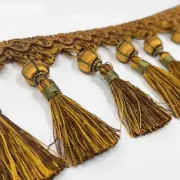 Beaded FRINGE Trim for DRAPERY and UPHOLSTERY in (Brown)- Per yard