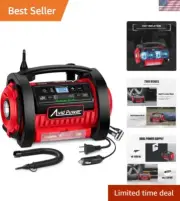 Tire Inflator Portable Air Compressor, 12V DC / 120V AC Car Tire Pump, Air Ma...
