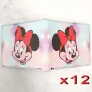 12pc Wholesale Kids Girls Bi-fold Cartoon Minnie Mouse Purse Wallet Card Holder