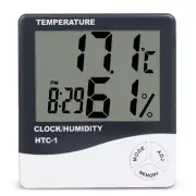 2PCS Temperature Humidity Meter Hygrometer Thermometer Time Display Clock HTC-1