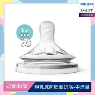 【PHILIPS AVENT】親乳感防脹氣奶嘴雙入裝 中流量 3M+ 孔三號嘴(SCF653/23)