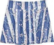 [FRODOTGV] Pink Flowers White Trees Girls Athletic Skirt with Built in Shorts Golf Skort for Toddler Girl Kids Cheer Skirt