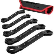 5x SAE Double Offset Reversible Ratcheting Wrench Set Ratchet Spanner With Bag