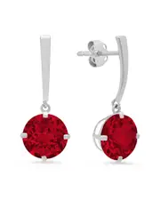 MaxColor 14K 4.10 ct. tw. Lab-Grown Ruby Drop Earrings