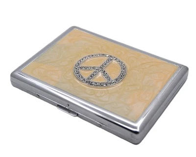 Jeweled ID/Business Card Holder Organizer Hand Painted Enamel Austrian Crystals