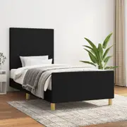 vidaXL Bed Frame without Mattress Black 107x203 cm King Single Size Fabric