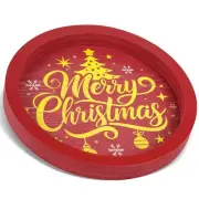 Round Wooden Christmas Serving Tray Xmas Decorations Rustic Decorative Wooden...