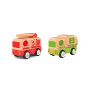 Wanborns Wooden Fire Engine & Recycle Truck with Sounds and Lights 18m+