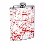 Red Splatter Paint Em1 8oz Stainless Steel Flask Drinking Whiskey Liquor