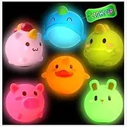 Light Up Baby Bath Toys Mold Free Infant Bath Toys for 12-18 Months Boys Girls- 6pcs No Hole Animal Bathtub Toys, Baby Bath Tub Toys for Toddlers 1-3 No Mold Floating Water Toys (Light UP)