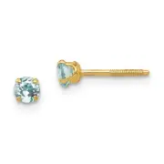 Real 14kt Yellow Gold Madi K 3mm Aquamarine Earrings