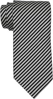 [Italo Ferretti] Black White Striped Textured Tie, Black