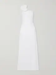 [Maygel Coronel] Maygel Coronel - Adda One-shoulder Appliquéd Stretch-jersey Maxi Dress - Off-white - One Size One Size Off-white