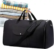 [Generic] Garment Duffle Bag - Garment and Duffle, Multi-Functional | 2 in 1 Hanging Suit Bag with Removable Shoulder Strap, Foldable Carry on Luggage Perfect for Men Business Professional Uses