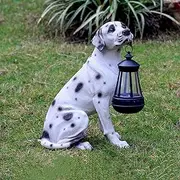 Garden Dog Statues, Outdoor Dog Decor with Solar Lights, Solar Dog Ornaments, for Patio, Lawn, Yard(D)