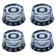 4Pcs 12 Edge Acrylic Bass Guitar Knob Transparent Black Volume Tone Control Knob
