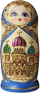 Matryoshka Russian Matryoshka 10-Story Wooden Hand-Painted Cute Blue Building Russian Nesting Dolls Educational Toy The Perfect Blessing Gift
