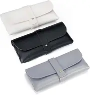 [wangjue] 3Pcs Portable Leather Sunglass Pouch,Portable Sunglasses Case,Eyewear Sleeve for Reading Glasses,Women's Eyewear Cases,Spring Storage Glasses Pouch Holder