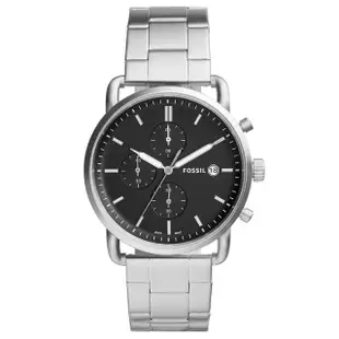 【FOSSIL】千碼凝視三眼計時不鏽鋼腕錶-黑色x42mm(FS5399)